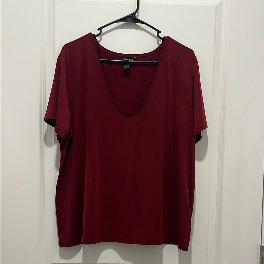 Express Red Relaxed Short Sleeve Tee